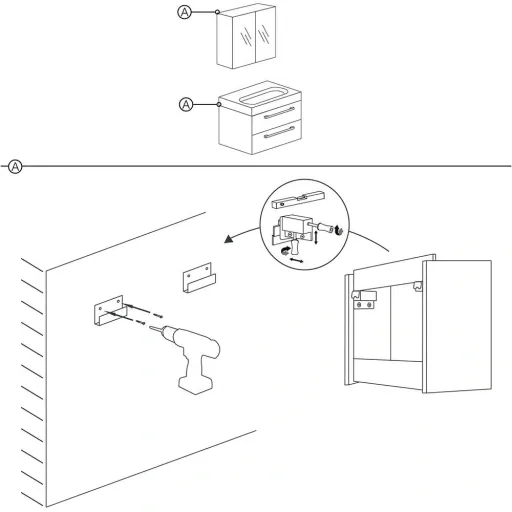 Shallow bathroom furniture 60cm - black