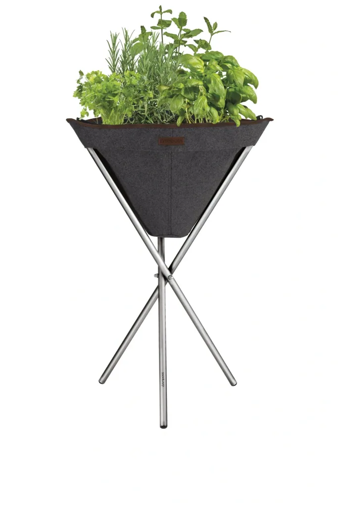 Tripott plant container anthracite with stainless steel frame