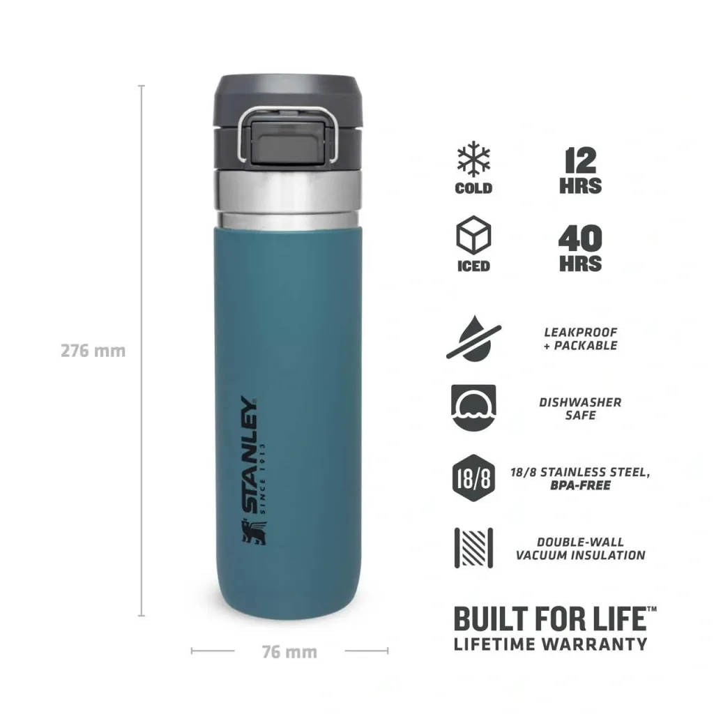 Quick Flip Water Bottle 0.7 l, Lagoon, vacuum insulation, safety cap