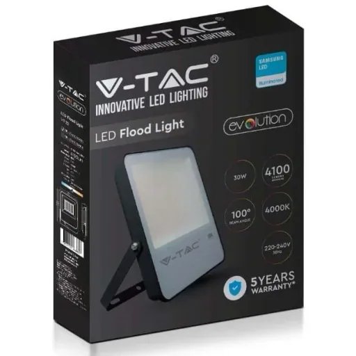 VT-52 LED Floodlight - 50 W - 6850 Lm - 6500K - Black - Extra Efficient