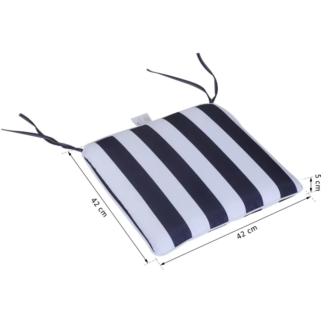 Set of 6 seat cushions, chair cushions, floor cushions, upholstered cushions, seat cover, removable cover, blue + white, 42 x 42 x 5 cm
