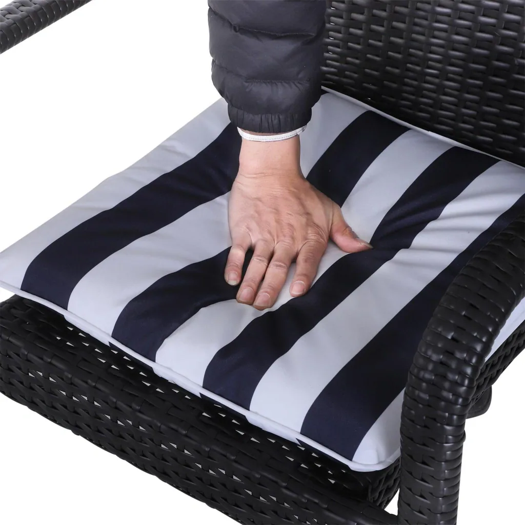 Set of 6 seat cushions, chair cushions, floor cushions, upholstered cushions, seat cover, removable cover, blue + white, 42 x 42 x 5 cm