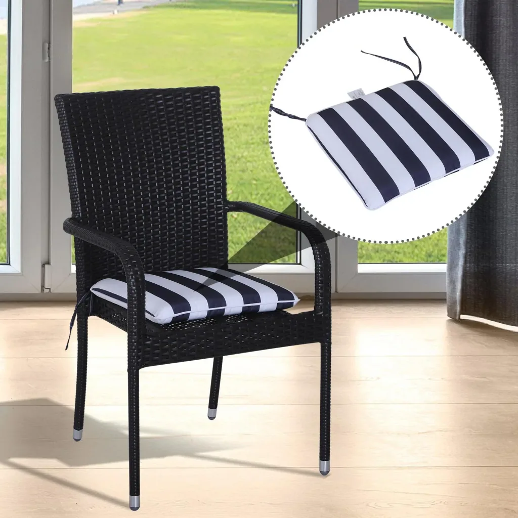 Set of 6 seat cushions, chair cushions, floor cushions, upholstered cushions, seat cover, removable cover, blue + white, 42 x 42 x 5 cm