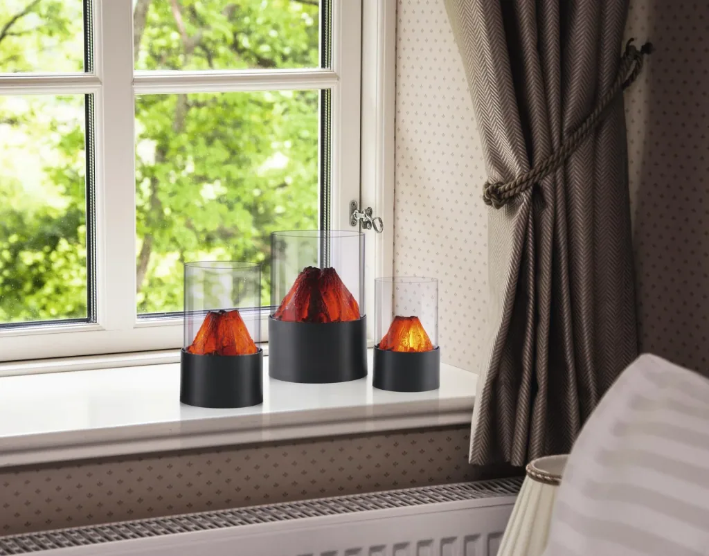 LED light with fireplace effect - set of 3