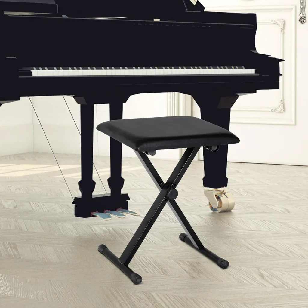 Piano stool piano bench piano bench cosmetic stool height adjustable foldable metal artificial leather foam