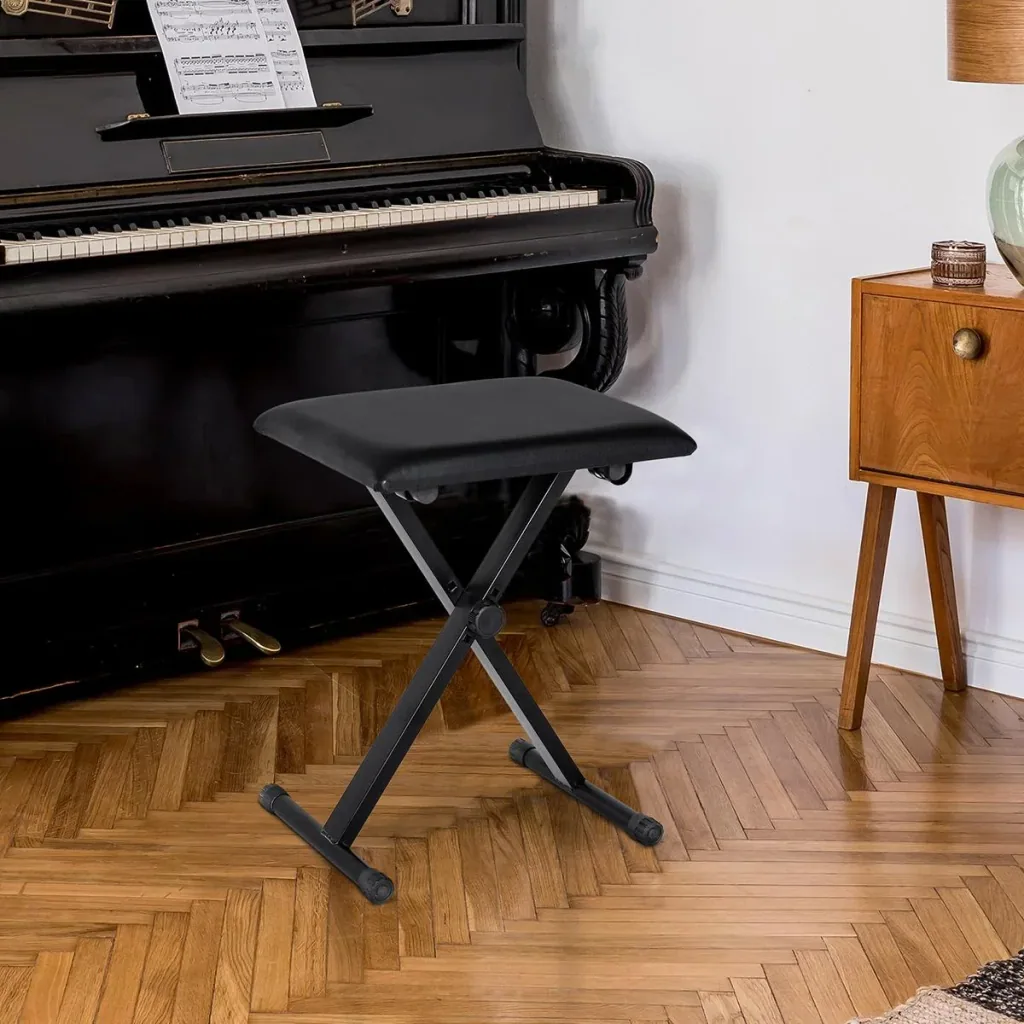Piano stool piano bench piano bench cosmetic stool height adjustable foldable metal artificial leather foam