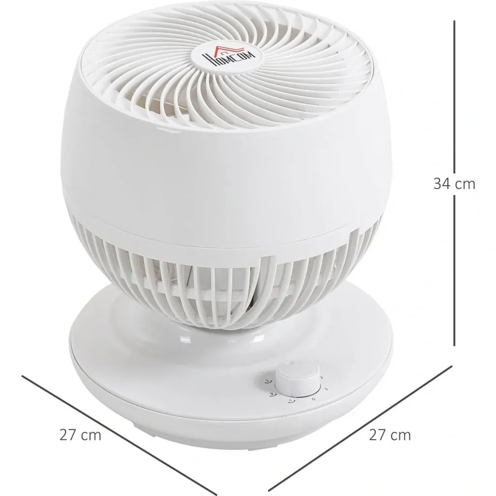 Table fan recirculation fan 90° tilt function 70° oscillation 3 speeds ABS plastic l Ø27 x 34H cm