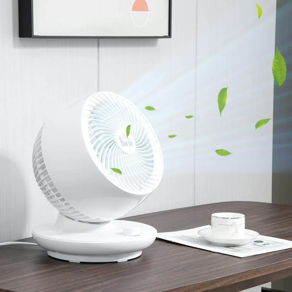 Table fan recirculation fan 90° tilt function 70° oscillation 3 speeds ABS plastic l Ø27 x 34H cm