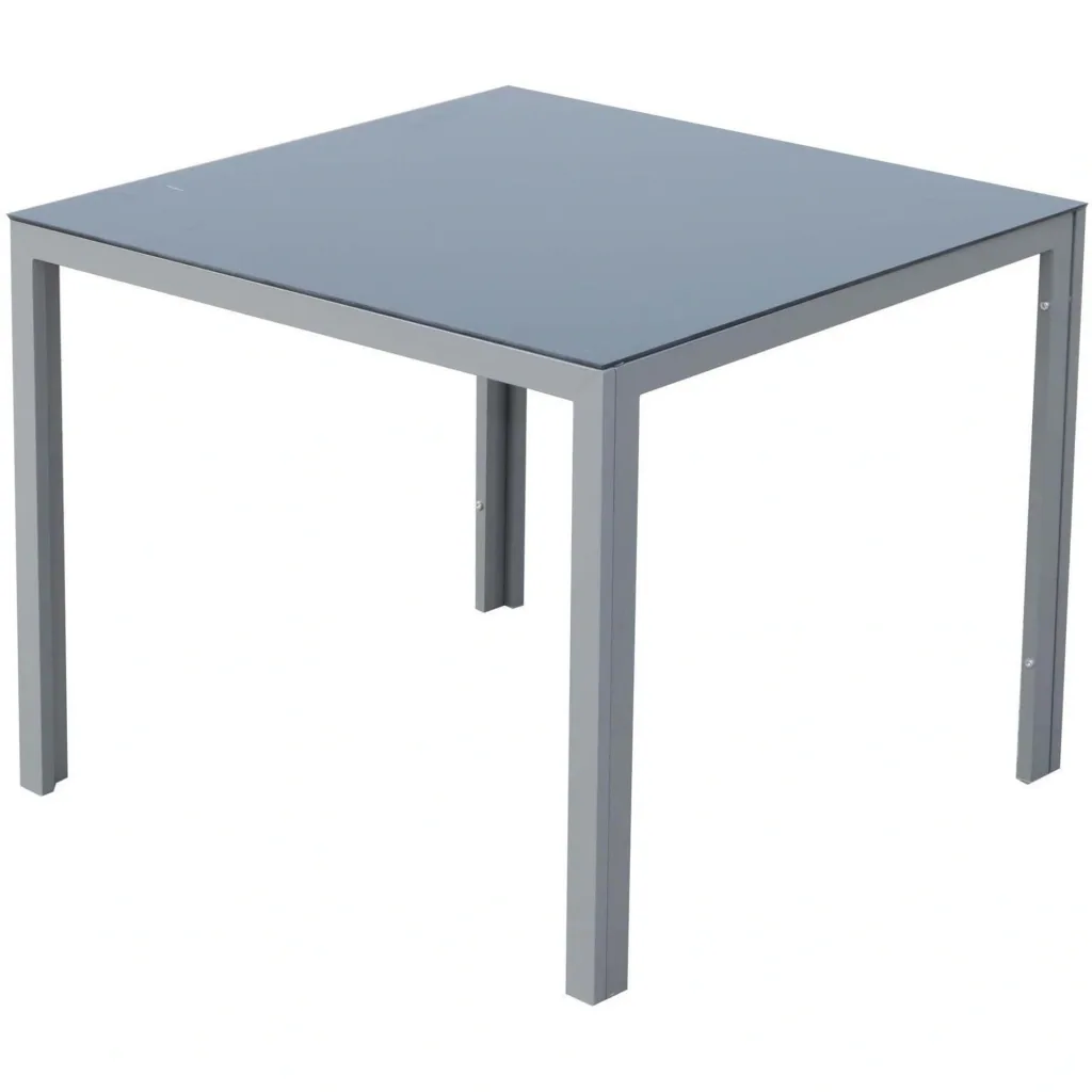 Aluminum garden table dining table with glass top 87x87cm