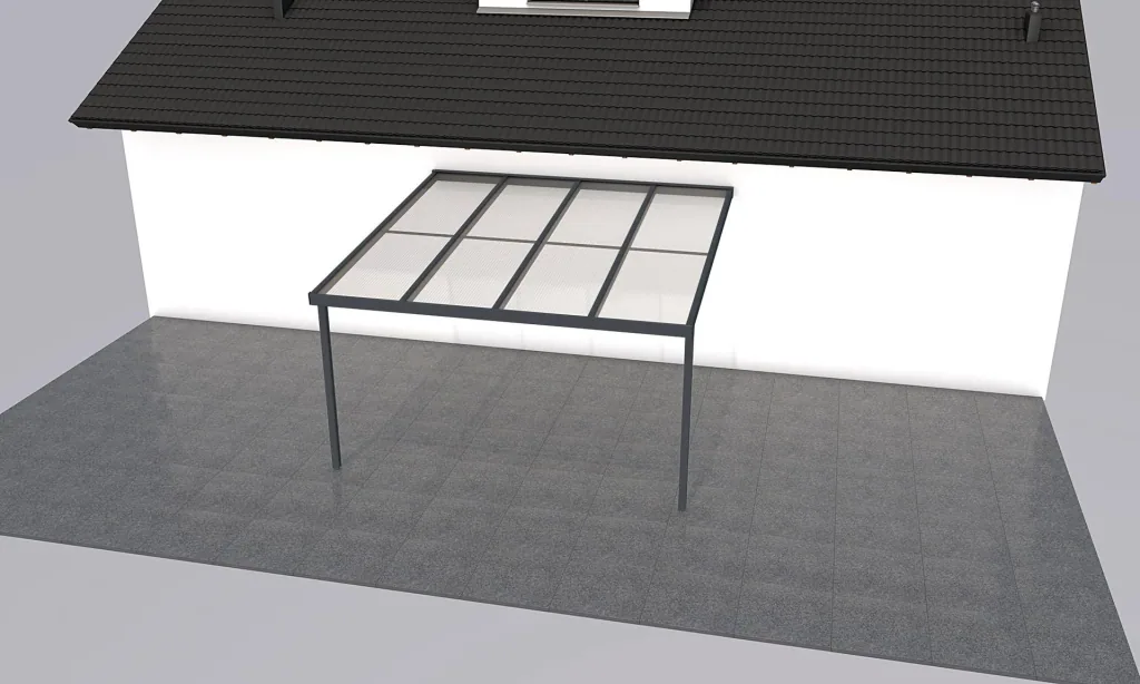 Patio roof Premium, white, 4102 x 4060 mm - Acrylic multi-wall sheets 16 mm, clear