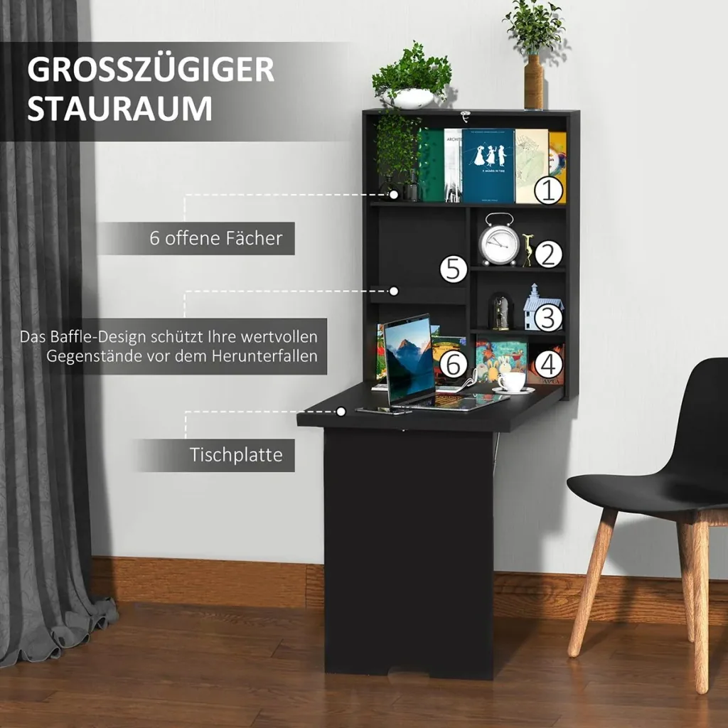 Wall table foldable Wall folding table Folding desk with blackboard Folding computer table with storage space Dining table for kitchen W