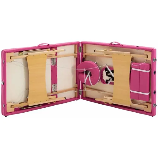 Foldable massage table 3 zones wood pink