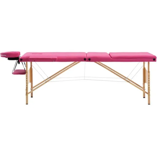Foldable massage table 3 zones wood pink
