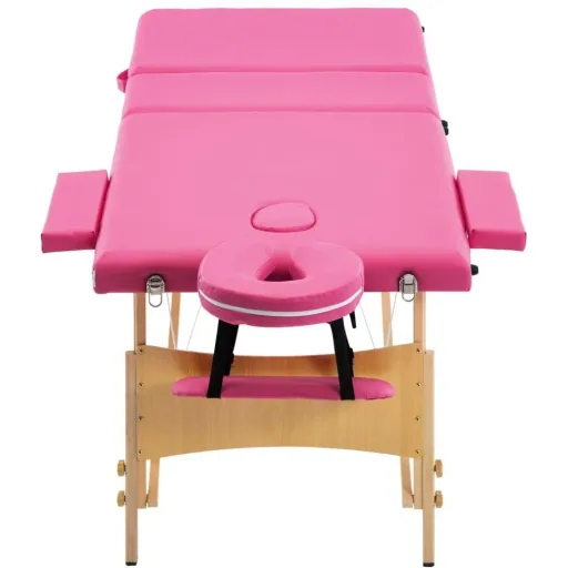 Foldable massage table 3 zones wood pink