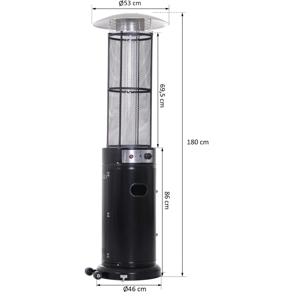 Gas heater Gas patio heater Patio heater Patio heater with wheels Tip-over protection Stainless steel