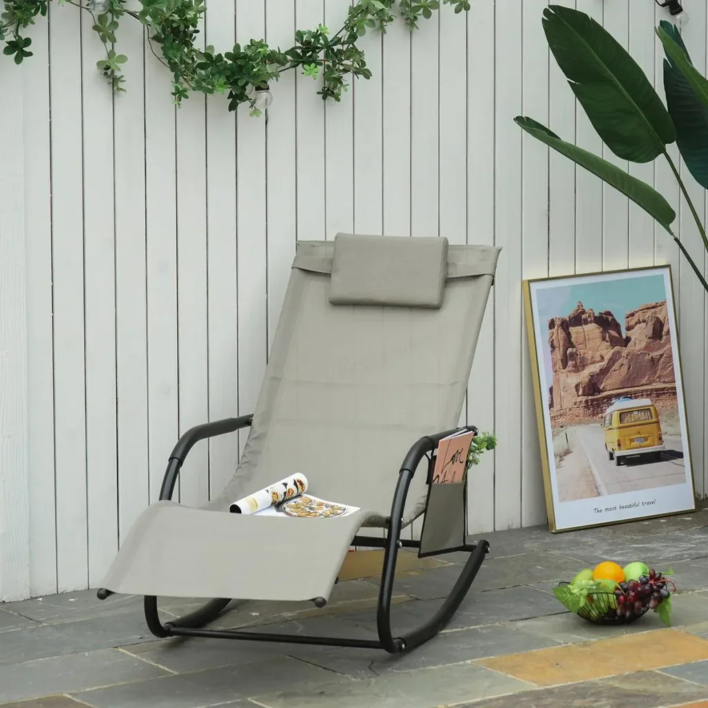 Rocking chair breathable mesh fabric light grey