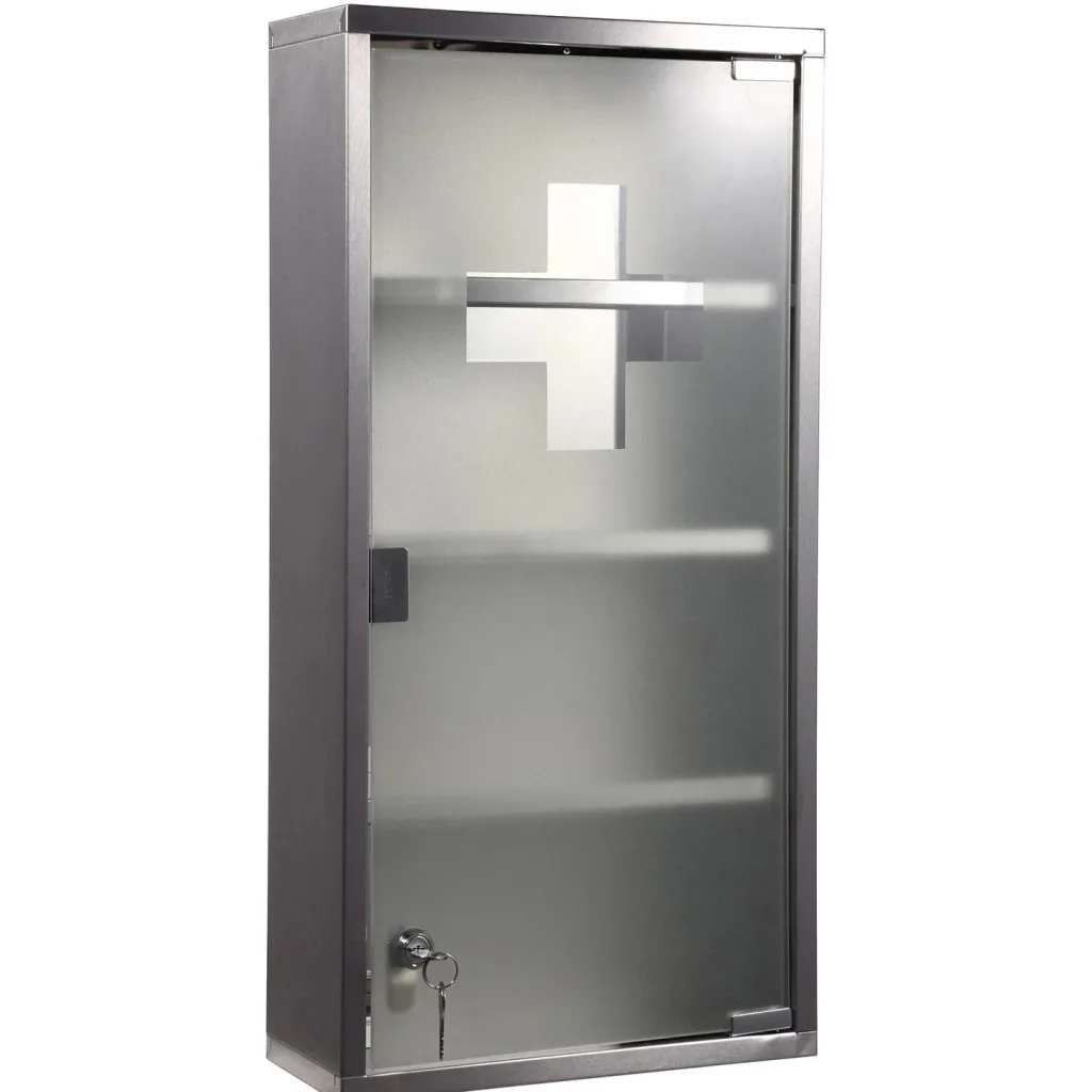 Stainless steel medicine cabinet with 4 lockable shelves