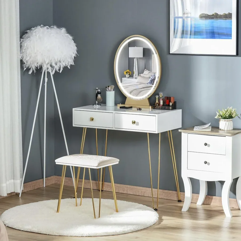 Dressing table upholstered stool retro design