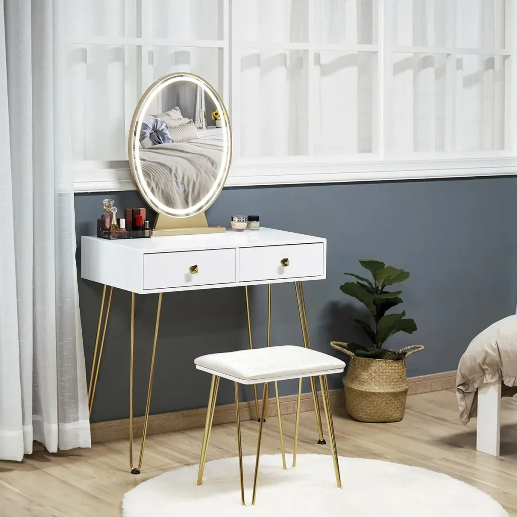 Dressing table upholstered stool retro design