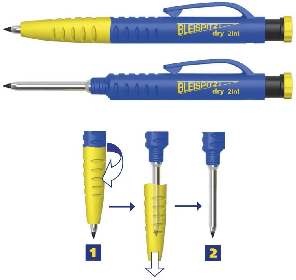 Mechanical pencil + deep hole marker graphite, including 6 leads