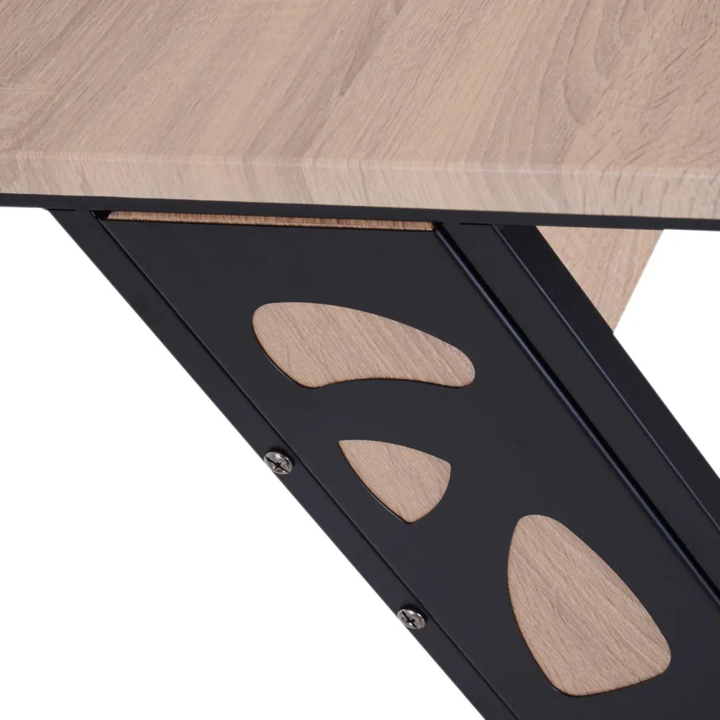 Computer desk PC table with keyboard drawer desk metal oak black 100 x 60 x 75.5 cm
