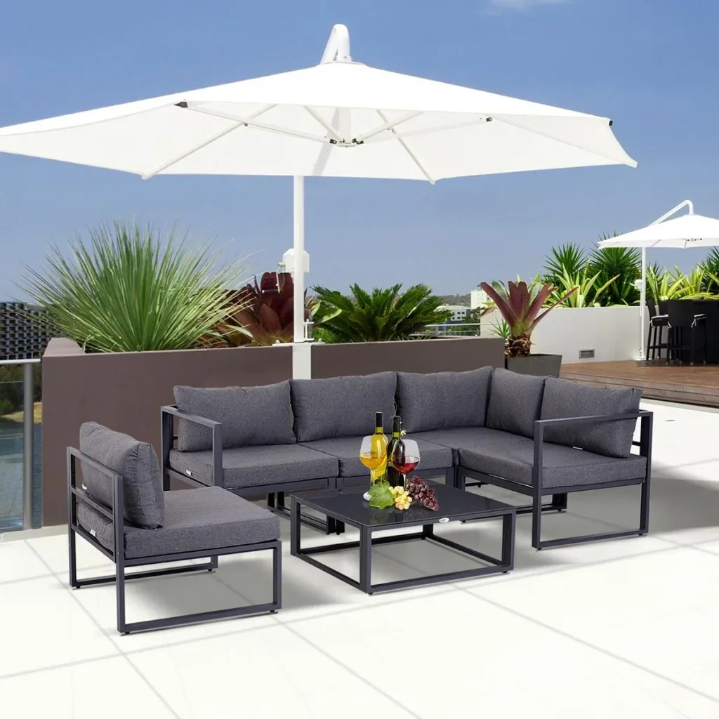 Garden sofa set for 4 5 people grey