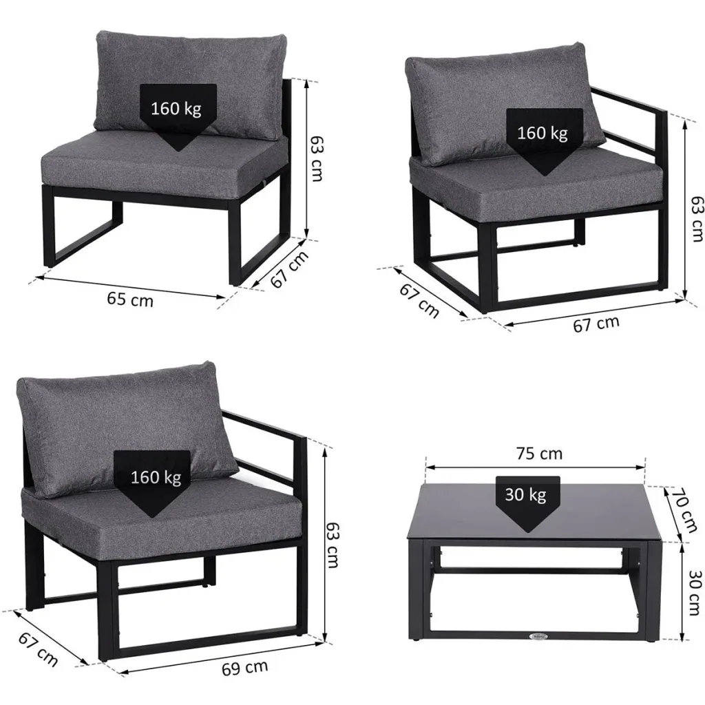 Garden sofa set for 4 5 people grey