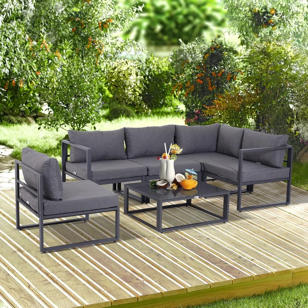 Garden sofa set for 4 5 people grey