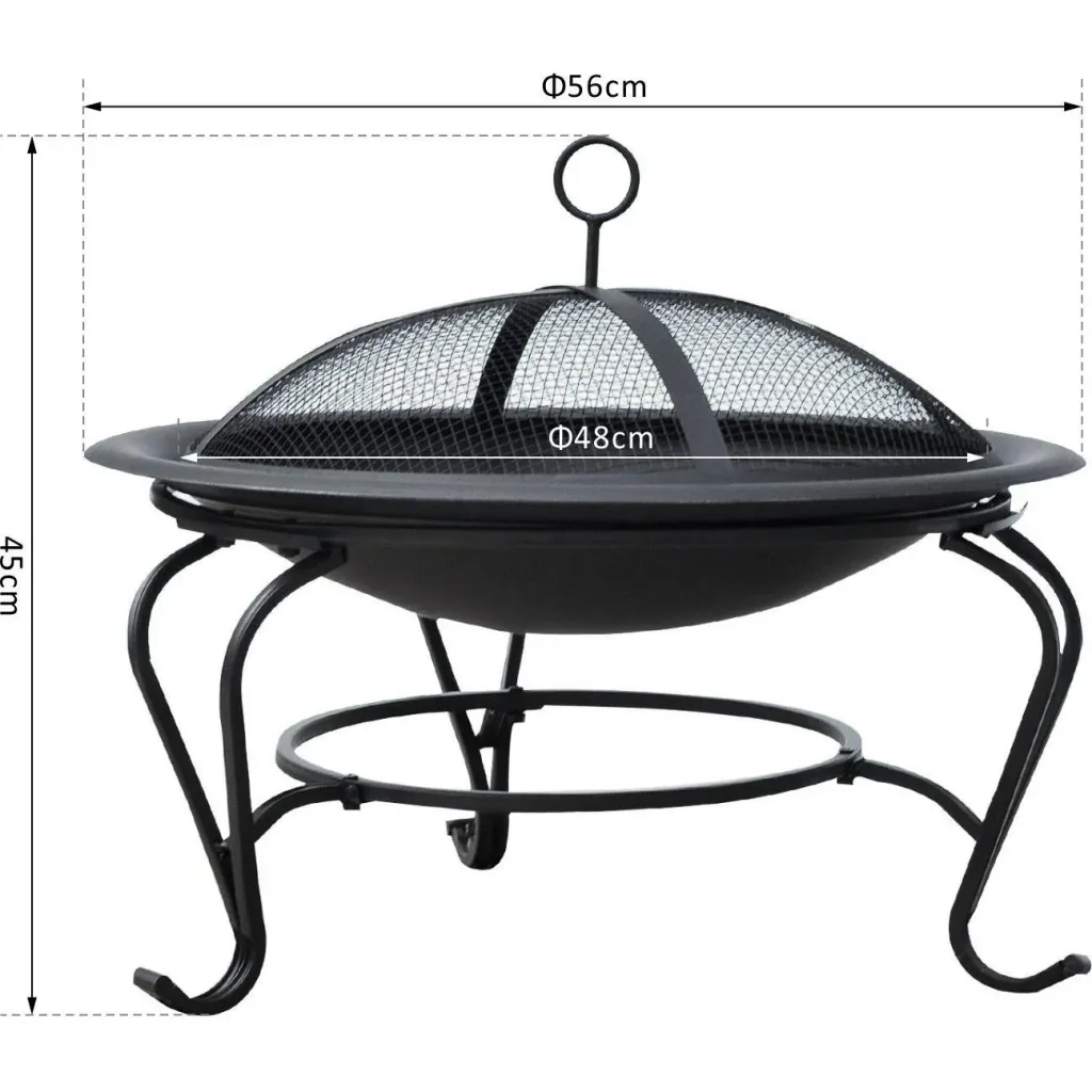 Fire bowl for wood and charcoal with spark guard