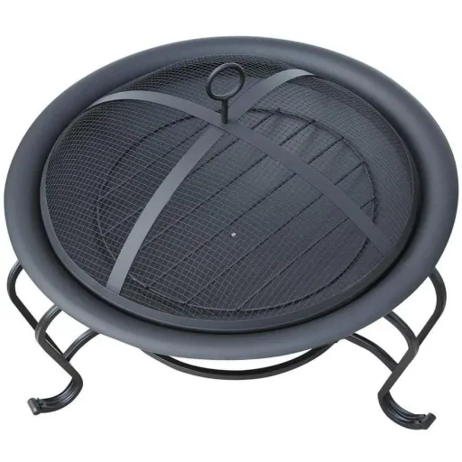 Fire bowl for wood and charcoal with spark guard