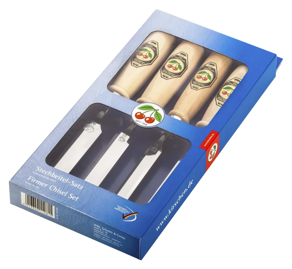 4-piece chisel set with white paper handle