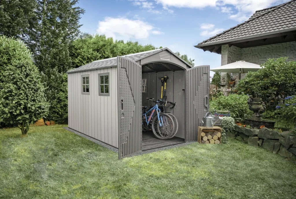 Lifetime Tuinhuis Terra 213×356×228 cm Grijs – doorlopend dakraam, afsluitbaar