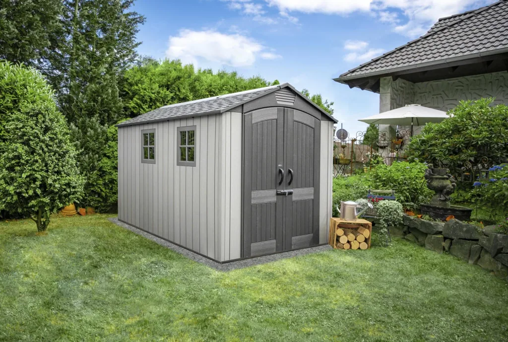 Lifetime Tuinhuis Terra 213×356×228 cm Grijs – doorlopend dakraam, afsluitbaar