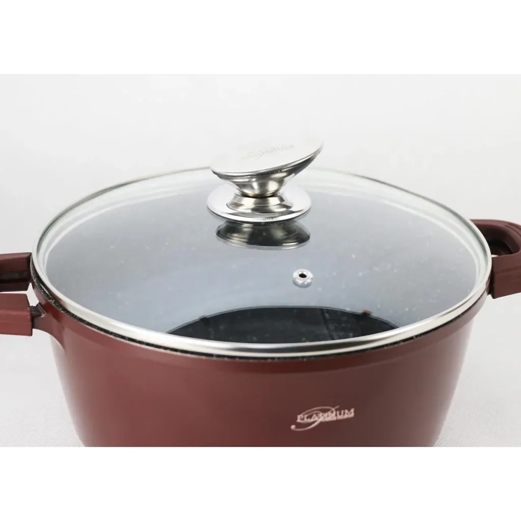 Stewing pot/casserole - with lid - 24 cm - Burgundy