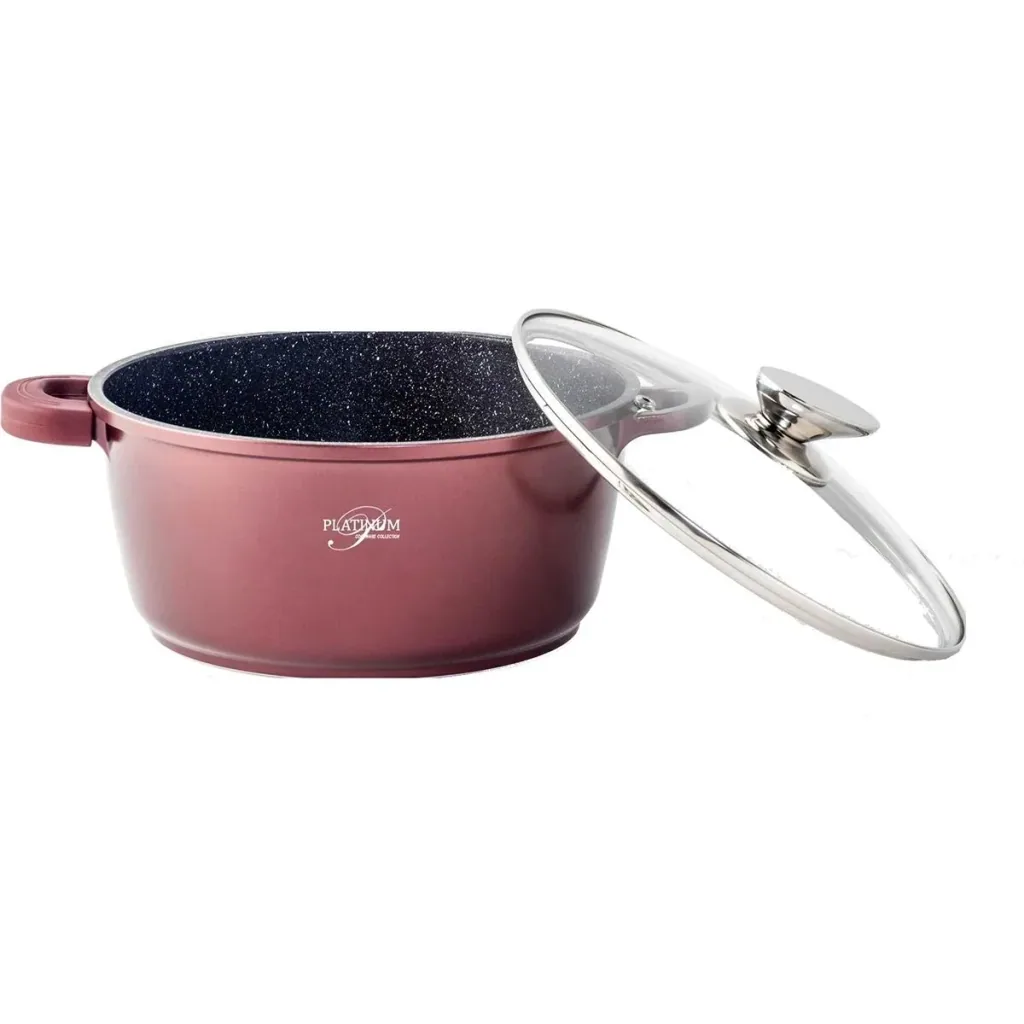 Stewing pot/casserole - with lid - 24 cm - Burgundy