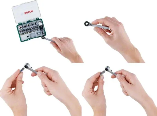 Screwdriver bit and ratchet set, 27 pieces