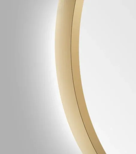 Decorative round wall mirror with indirect LED lighting in matt gold Ø 80 cm