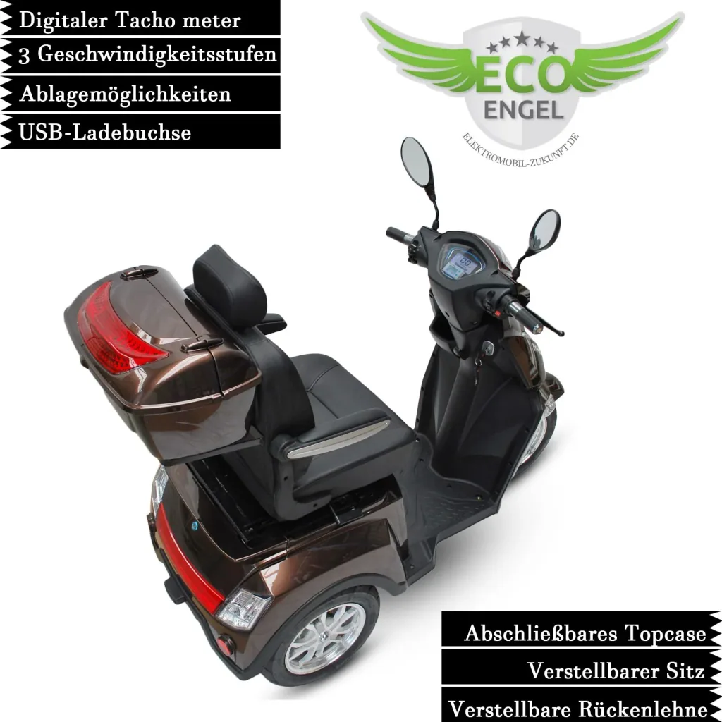 Electric vehicle brown - 25 km/h - 1000 watts - Senior mobility scooter