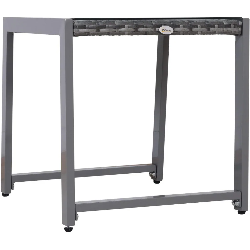 Polyrattan garden table with tempered glass