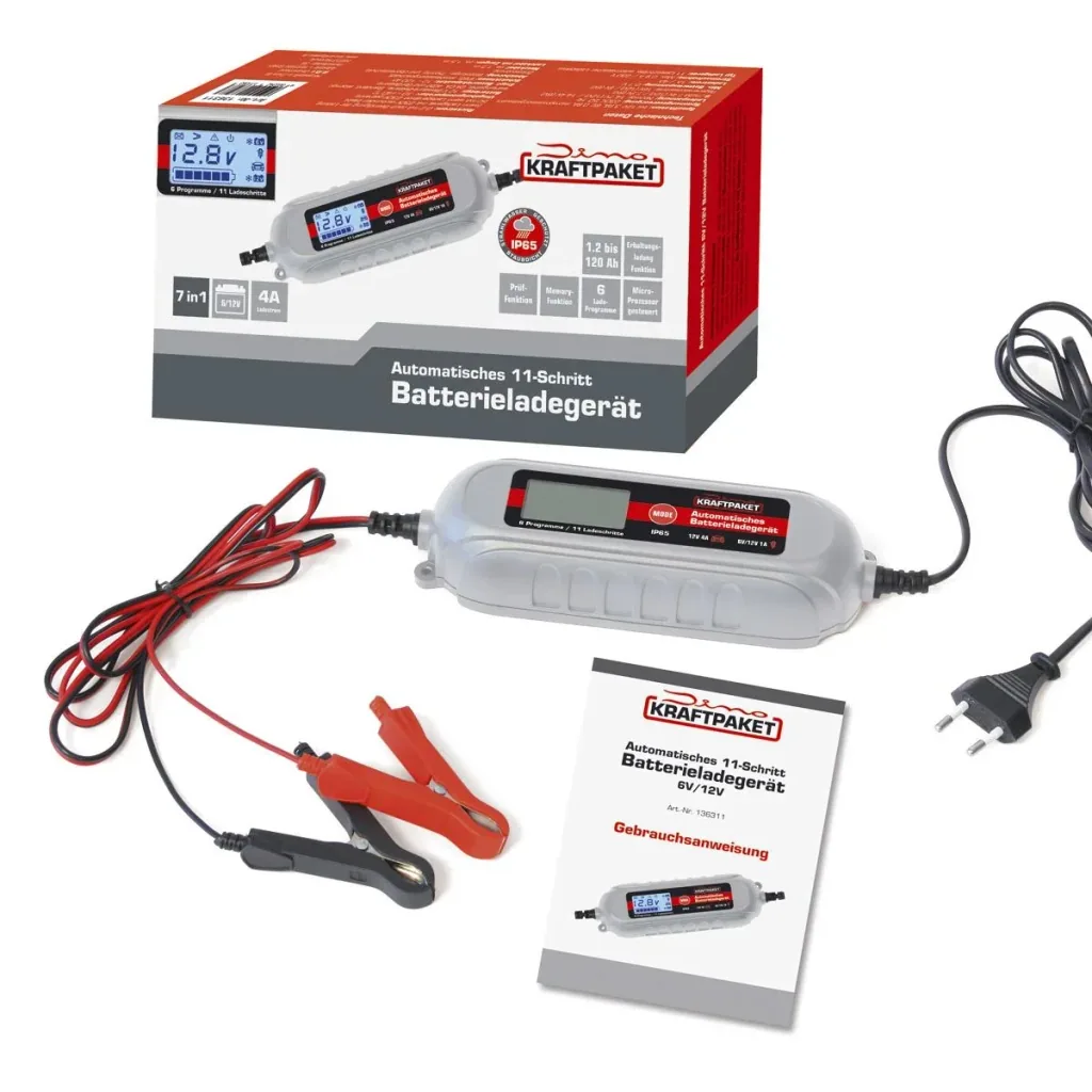 Battery charger 6 / 12 Volt - 4 A - with tester