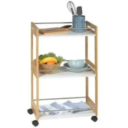 Excellent Houseware Kitchen Trolley with 3 Tiers Bamboo