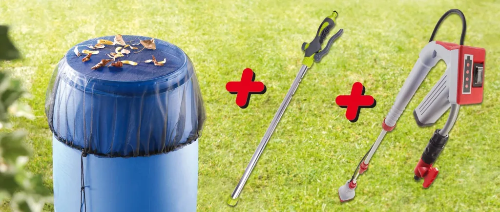 Anniversary set, rain barrel pump, net and watering rod