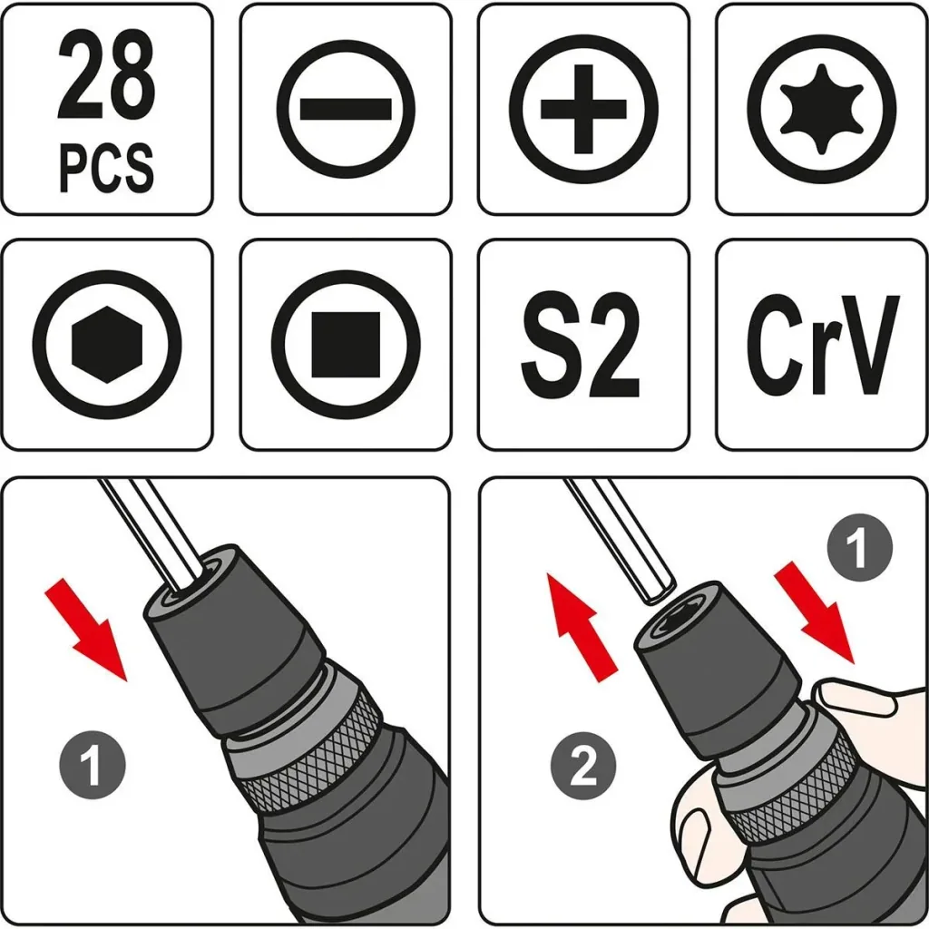 Screwdriver set with bits - 28 pieces