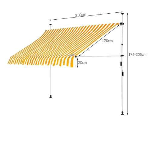 Klem sun sail yellow/white 250cm