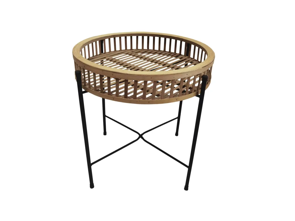 Round metal side table