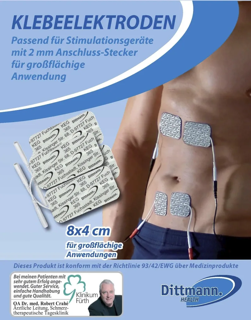 Replacement pads for TENS 240 electrical stimulation device, 8 x 4 cm, set of 4