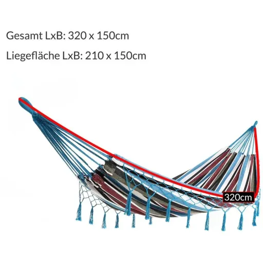 Hammock blue 210x150cm with fringes