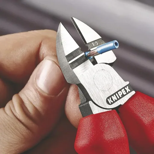 Stripping side cutters with multi-component grips, black atramentized, 160 mm