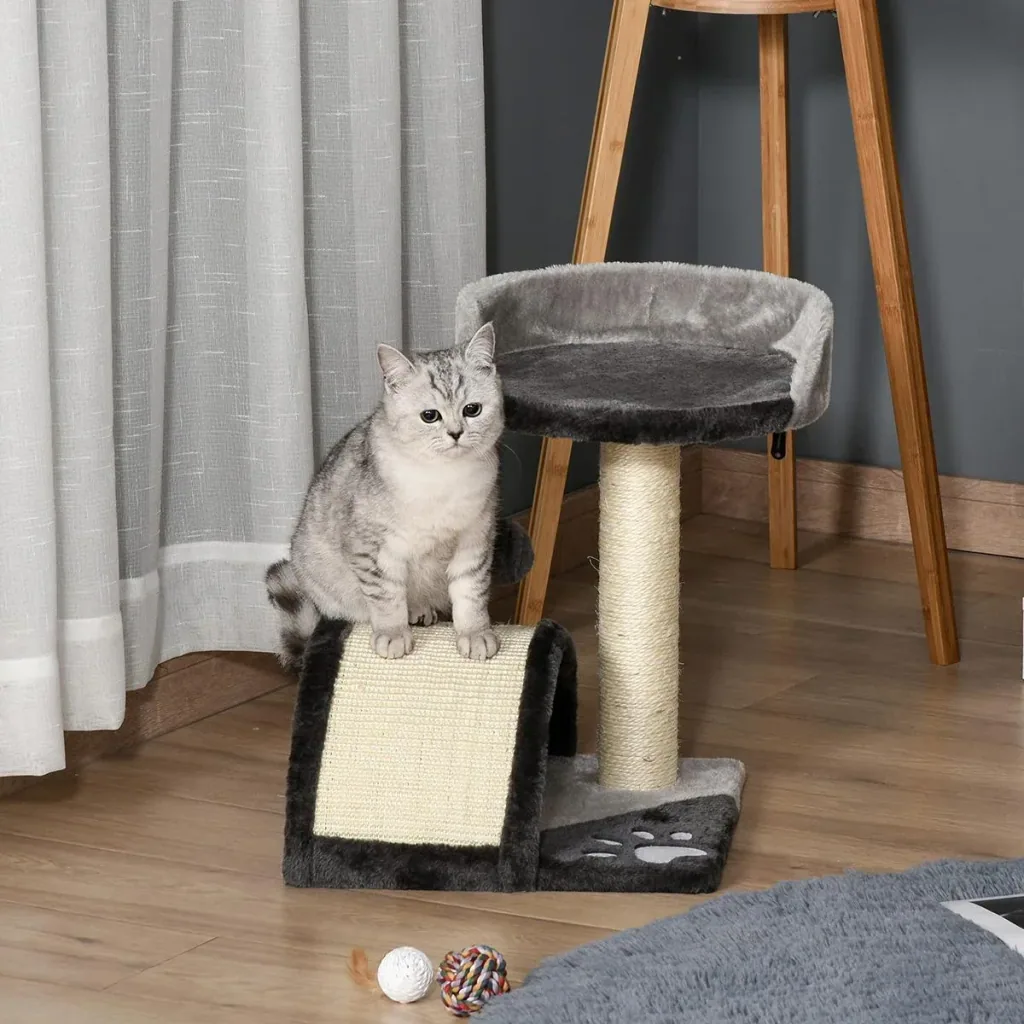Cat tree with plush beige