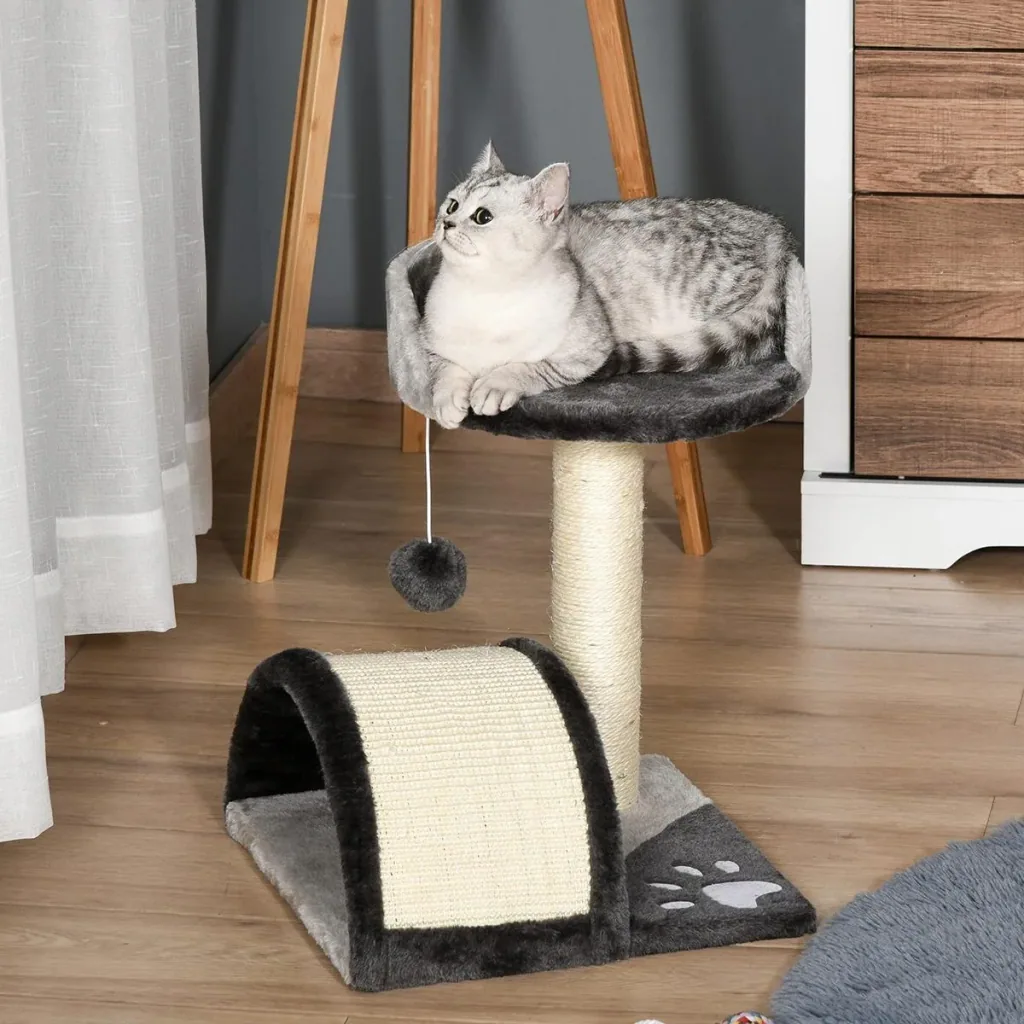 Cat tree with plush beige